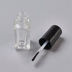 透明なガラスのマニキュアの空の瓶  ブラシで  透明  1.8x1.8x6.1cm  5ml /瓶&nbsp;LS-MRMJ-WH0026-02B