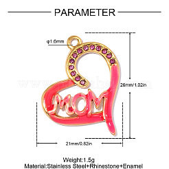 Mother's Day 304 Stainless Steel Enamel Pendants&nbsp;STAS-OY013-82G