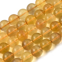 天然な黄色の蛍石ビーズ連売り  ラウンド  10~10.5mm  穴：1mm  約39個/連  15.55''（39.5センチメートル）&nbsp;G-F799-B03-10mm