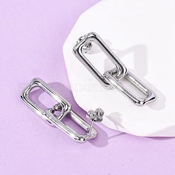 304ステンレススチール中空長方形ダングルスタッドピアス  ステンレス鋼色  36.5x11mm&nbsp;EJEW-Z135-01P