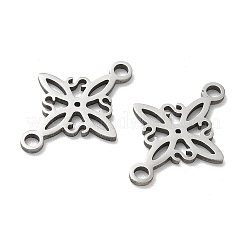304 Stainless Steel Rhombus Flower Connector Charms&nbsp;X-STAS-G361-04P