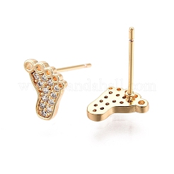 Clear Cubic Zirconia Footprint Stud Earrings&nbsp;EJEW-C047-05G