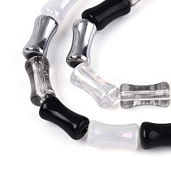 電気メッキガラスビーズセット  竹  ブラック  7.5~8x4~4.5mm  穴：0.8~0.9mm  約23個/連  7.09インチ（18cm）&nbsp;EGLA-N022-01A-A01