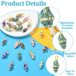 24Pcs 8 Colors Handmade Porcelain Pendants&nbsp;PALLOY-YW00230
