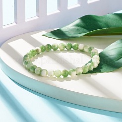 Natural White Jade Round Beaded Stretch Bracelet&nbsp;BJEW-JB07968-04
