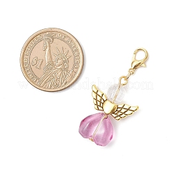 Transparent Glass Heart Angel Pendant Decorations&nbsp;HJEW-JM04410