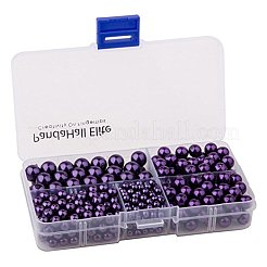 環境に優しい染めガラスパールラウンドパールビーズ  インディゴ  4~10mm  穴：0.7~1.5mm  430個/箱&nbsp;HY-PH0003-RB099-B