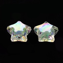 透明なアクリルビーズ  二層ビーズ  ABカラー  多面カット  スター  アクアマリン  14x15x8.5mm  穴：2mm  約518個/500g&nbsp;TACR-S152-02D-SS2111