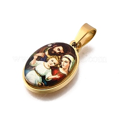 Religion Theme 304 Stainless Steel Pave Epoxy Pendants&nbsp;STAS-K256-29G-03