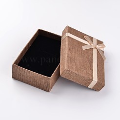 Kraft Cotton Filled Rectangle Cardboard Jewelry Set Boxes with Bowknot&nbsp;CBOX-D028-04