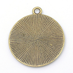 Tibetan Style Alloy Flat Round Pendant Cabochon Settings&nbsp;LS-TIBEP-M022-34AB