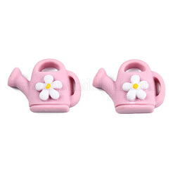 オペーク樹脂カボション  花とじょうろ  ピンク  19x24.5~25x8.5~9mm&nbsp;CRES-N022-193