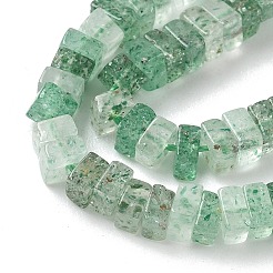 天然の緑のイチゴクォーツビーズ連売り  正方形  4x4x2.5~3mm  穴：1mm  約156~164個/連  15.08''（38.3cm）〜15.35''（39cm）&nbsp;G-I394-A13