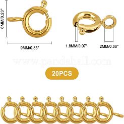 PVD真空メッキ304ステンレススチールスプリングリング留め金  長持ちメッキ  ゴールドカラー  9x6x1.8mm  穴：2mm  20個/箱&nbsp;STAS-UN0006-31G