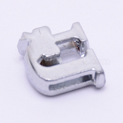 亜鉛合金スライドチャーム  ラインストーンとエナメル  a～zの文字  プラチナ  クリスタル  13x14x6mm  穴：8x2mm  26個/セット&nbsp;ALRI-WH0006-02P