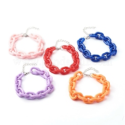 ジュエリーセット  アクリルアズキチェーンネックレス＆ブレスレットを含む  鉄チェーンエクステンダーと亜鉛合金カニカン付き  ミックスカラー  52.5cm  21cm  14mm&nbsp;SJEW-JS01203
