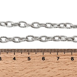5mm 201ステンレススチールツイストアズキチェーンネックレス（ユニセックス）  変色しない  ステンレス鋼色  21.85インチ（55.5cm）&nbsp;NJEW-K302-11P