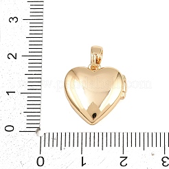 プリント入り真鍮製ロケットペンダント  花のチャーム入りハート  ゴールドカラー  16.5x15.5x5.5mm  穴：4x3mm  インナーサイズ：11x11.5mm&nbsp;KK-CBA7D37-0G