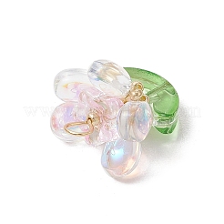 真鍮ガラスの花のペンダント  透明  22x18.5x18.5mm  穴：3.5x3.5mm&nbsp;PALLOY-MZ00630-02