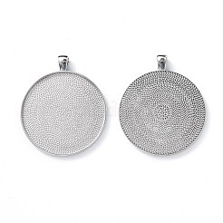 Tibetan Style Flat Round Alloy Big Pendant Cabochon Settings&nbsp;X-TIBEP-Q049-09AS-RS