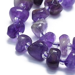 天然石アメジストビーズ連売り  チップ  7~8x7~8x3~5mm  穴：1mm  約60個/連  15.35''（39センチメートル）&nbsp;G-K245-H18-05