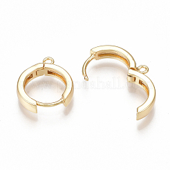 真鍮製のハギーフープピアス  ニッケルフリー  18KGP本金メッキ  18x16x3mm  穴：1.5mm  ピン：1mm&nbsp;X-KK-S350-069G