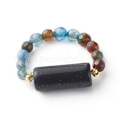 Mixed Stone Beads Finger Ring for Girl Women&nbsp;RJEW-JR00383