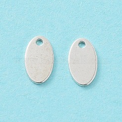 925スターリングシルバーチャーム  空白の楕円形  銀  7x4x0.6mm  穴：0.9mm&nbsp;STER-F053-09S