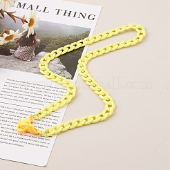 個性的アクリルカーブチェーンネックレス  眼鏡チェーン  ハンドバッグチェーン  プラスチック製のカニカン付き  きいろ  24インチ（61cm）&nbsp;NJEW-JN03515-05