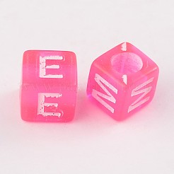 Mixed Letters Transparent Acrylic Cube Beads&nbsp;SACR-S181-02