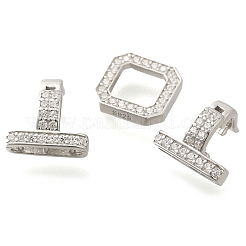 925 Sterling Silver Micro Pave Clear Cubic Zirconia Fold Over Clasps&nbsp;STER-U006-04P