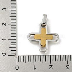 イオンプレーティング（IP）304ステンレスペンダント  クロスチャーム  ゴールデン·ステンレス鋼色  19x19x4mm  穴：4x3.5mm&nbsp;STAS-F307-17GP
