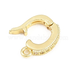 Brass Micro Pave Clear Cubic Zirconia Fold Over Clasps&nbsp;KK-H268-08G