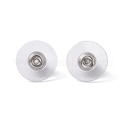 304ステンレススチール製バレットクラッチピアスバックキャッチ  プラスチックパッド付き  ピアスキャッチ  ステンレス鋼色  11.5x6mm  穴：0.7mm&nbsp;X-STAS-I016