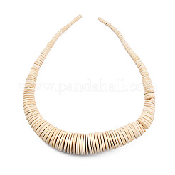 ココナッツビーズ連売り  ナチュラル  フラットラウンド  小麦  6~26x2~7mm  穴：1mm  約95~125個/連  18.70インチ（47.5cm）&nbsp;COCB-Q001-1