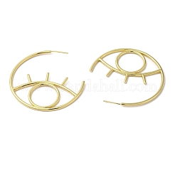 ラックメッキ真鍮中空アイスタッドピアス  鉛フリー＆カドミウムフリー  18KGP本金メッキ  50x2mm  ピン：0.7mm&nbsp;EJEW-F315-03G-03