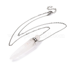 Natural Mixed Stone Bullet Shaped Perfume Bottle Pendant Necklaces&nbsp;G-B089-02P