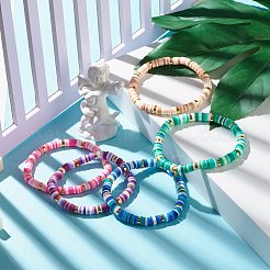 Polymer Clay Heishi Beads Stretch Bracelet&nbsp;BJEW-JB07204