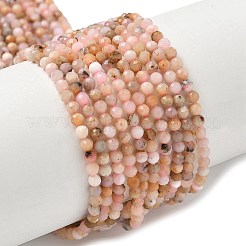 天然石ピンクオパールビーズ連売り  ラウンド  多面カット  3mm  穴：0.6mm  約124~125個/連  14.96