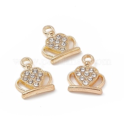合金クリスタルラインストーンチャーム  クラウン  ライトゴールド  14x12x2.5mm  穴：1.8mm&nbsp;FIND-C019-25KCG