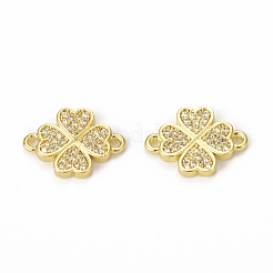 Brass Micro Pave Clear Cubic Zirconia Connector Charms&nbsp;KK-E068-VB338