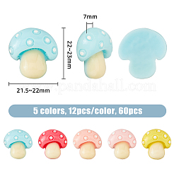 60Pcs 5 Colors Opaque Resin Cabochons&nbsp;RESI-DC0001-20