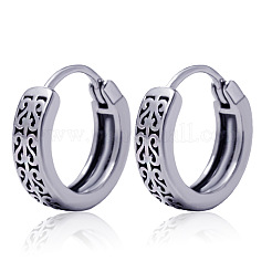 Vintage 304 Stainless Steel Hollow Carved Huggie Hoop Earrings&nbsp;FS-WG5B67A-01