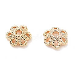 真鍮製ビーズキャップ  6  - 花びらの花  18KGP本金メッキ  6x2.5mm  穴：1~1.2mm&nbsp;X-KK-A183-84G