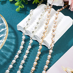 2Pcs 2 Colors Flower Iron Rhinestone Cup Chains&nbsp;FIND-TA0008-01