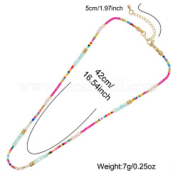 Ethnic Style Rainbow Color Square Natural Shell & Glass & Glass Seed Beaded Necklaces for Women&nbsp;BO1499-5