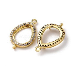 Teardrop Brass Micro Pave Clear Cubic Zirconia Connector Cabochon Settings&nbsp;KK-NH0007-01G