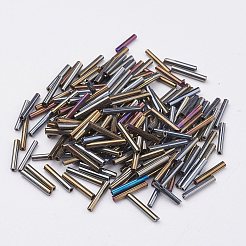 ガラス竹ビーズ  メタリックカラー  カラフル  5x2mm  穴：0.5mm  約16000個/袋&nbsp;SEED-XCP0001-36A