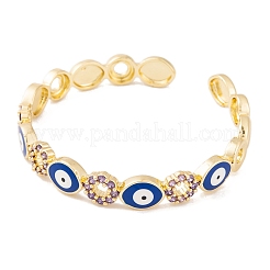 Brass Pave Cubic Zirconia Open Cuff Bangles for Women&nbsp;BJEW-S147-17G-A