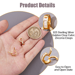 2Pcs 925 Sterling Silver Pave Clear Cubic Zirconia Twister Clasps&nbsp;STER-HS0001-22A-G